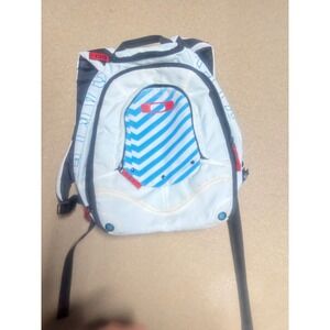 Oakley Backpack White Blue Stripe Logo Front Padded Back Men's Bag‎